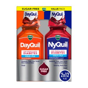 VICKS DayQuil NyQuil Cold Flu Relief - Front Packaging With Key Benefit Callouts | Authentic Curat Cart Stock