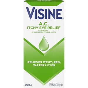 Visine Itchy Eye Relief Drops - Front Packaging With Key Benefit Callouts | Authentic Curat Cart Stock