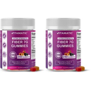 Vitamatic Prebiotic Fiber Gummies - Front Packaging With Flavor Highlights | Genuine Imported Product