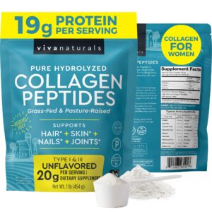 Viva Naturals Collagen Peptides Powder offers 19g protein per serving, supporting hair, skin, nails, and joints. A premium import available at Curat Cart.