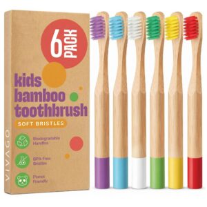 VIVAGO Kids Bamboo Toothbrushes, premium imported, soft bristles, eco-friendly, available at Curat Cart. Perfect for little smiles.