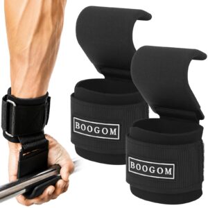 Premium imported weight lifting hooks with straps, designed for enhanced grip and support. Available at Curat Cart.