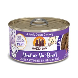 Premium imported Weruva Classic Cat Paté Meal or No Deal, featuring chicken and beef in a hydrating purée, available at Curat Cart.