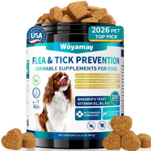Woyamay Flea and Tick Prevention chews, premium import for dogs, boosts health and protects against pests. Available at Curat Cart.