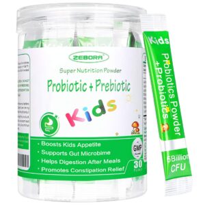 ZEBORA Kids Probiotic Powder, a premium import, boosts appetite and digestion. Available at Curat Cart for optimal gut health.